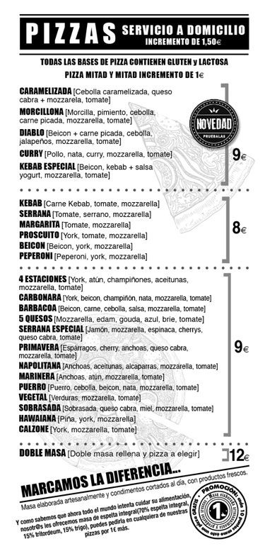 menú restaurante